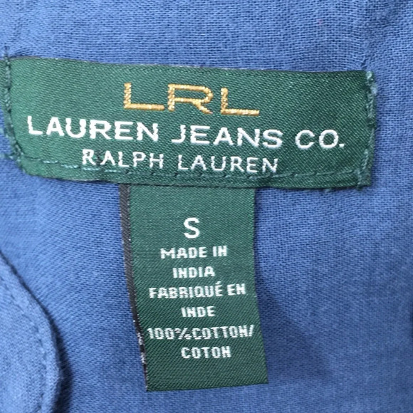 Lauren Jeans Co Blue Ruffle Button Front Shirt - Picture 5 of 9
